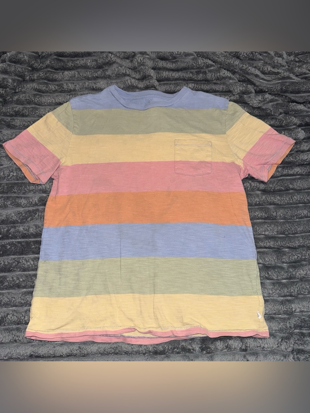 Kids Multicolor Striped Short Sleeve Pocket T-Shirt